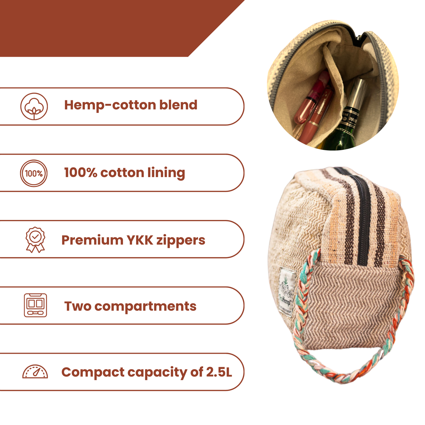 Hemp Travel Pouches - Natural Hemp