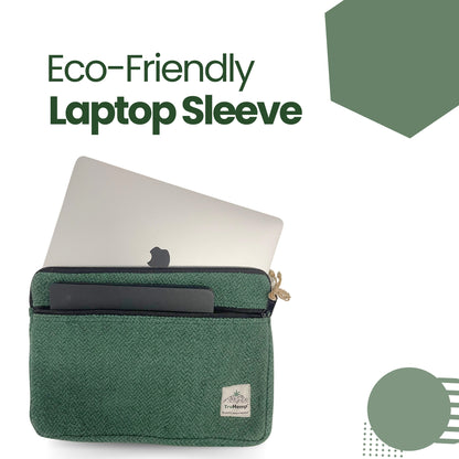 Linear Hemp Laptop Sleeve - Green